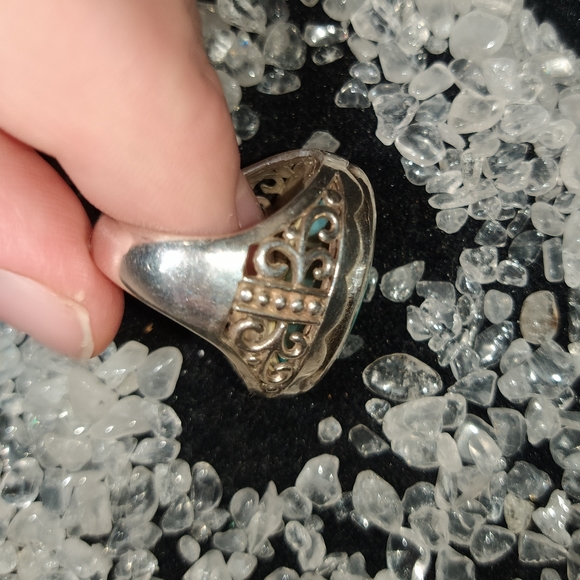 Vintage Native American Navajo Sterling Blue Royston Turquoise Ring Size 8.5 - Picture 5 of 9